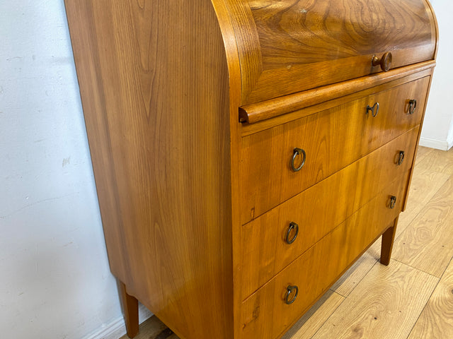 Formschöner skandinavischer Mid-Century Sekretär aus vollem Holz in Ulme I Schreibkommode Schreibschrank Schreibtisch Kommode Schminkkommode Wäschekommode 70er Vintage