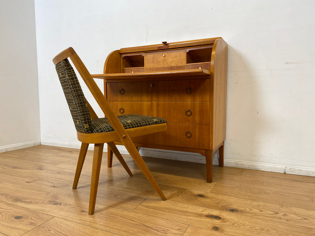 Formschöner skandinavischer Mid-Century Sekretär aus vollem Holz in Ulme I Schreibkommode Schreibschrank Schreibtisch Kommode Schminkkommode Wäschekommode 70er Vintage