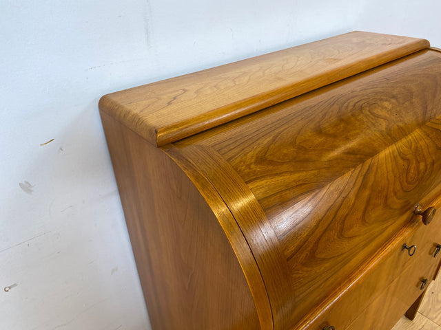 Formschöner skandinavischer Mid-Century Sekretär aus vollem Holz in Ulme I Schreibkommode Schreibschrank Schreibtisch Kommode Schminkkommode Wäschekommode 70er Vintage