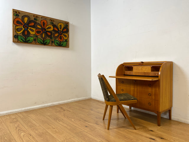 Formschöner skandinavischer Mid-Century Sekretär aus vollem Holz in Ulme I Schreibkommode Schreibschrank Schreibtisch Kommode Schminkkommode Wäschekommode 70er Vintage