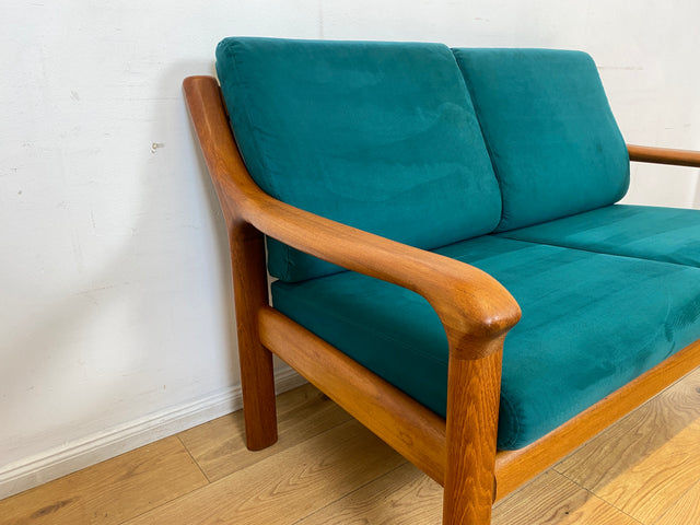 WMK I Hochwertiges skandinavisches Designersofa von Holstebro Møbelfabrik in Petrol Blau I Teakholz