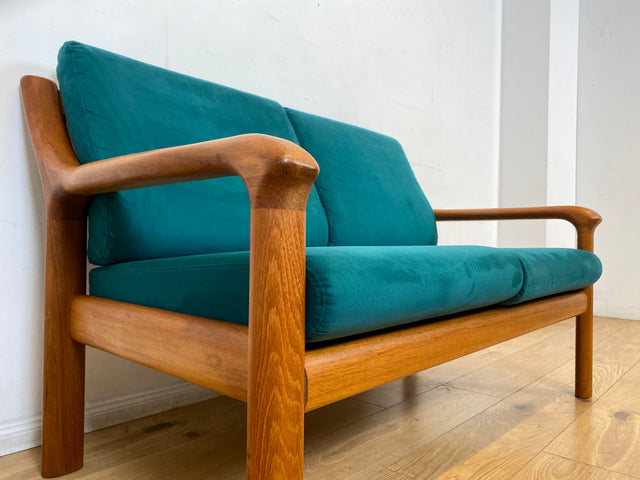 WMK I Hochwertiges skandinavisches Designersofa von Holstebro Møbelfabrik in Petrol Blau I Teakholz