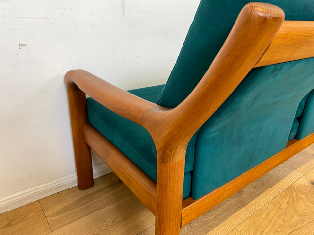 WMK I Hochwertiges skandinavisches Designersofa von Holstebro Møbelfabrik in Petrol Blau I Teakholz