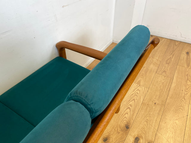 WMK I Hochwertiges skandinavisches Designersofa von Holstebro Møbelfabrik in Petrol Blau I Teakholz