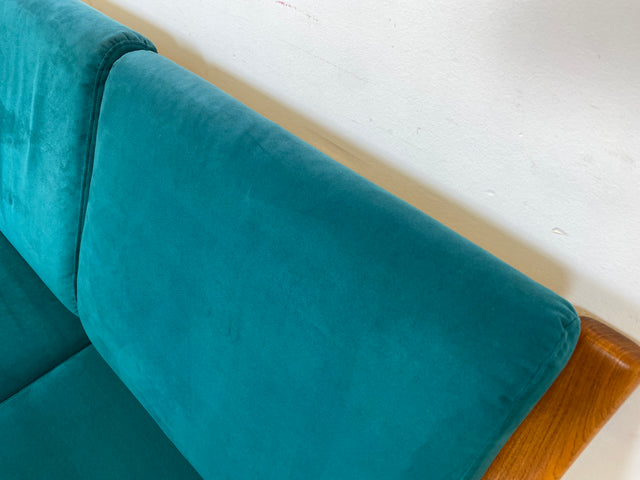 WMK I Hochwertiges skandinavisches Designersofa von Holstebro Møbelfabrik in Petrol Blau I Teakholz