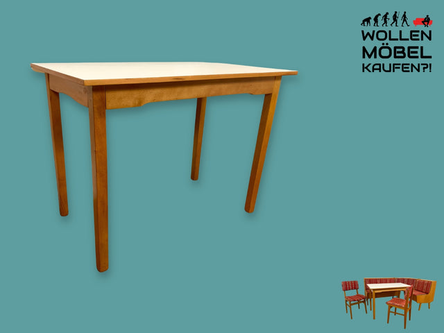 WMK I Freundlicher & sehr gut erhaltener kleiner Mid-Century Küchentisch mit pflegeleichter Resopal Tischplatte