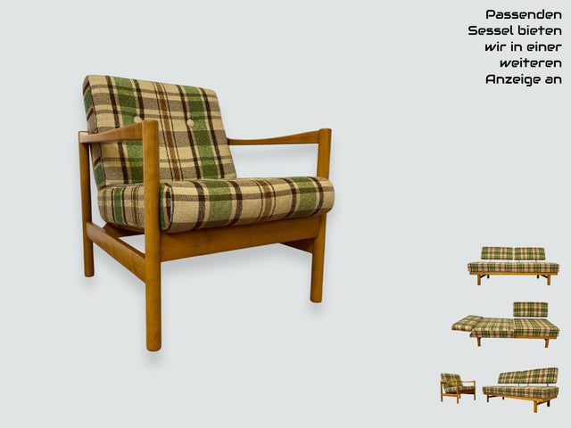 WMK I Berühmtes und sehr gut erhaltenes Mid-Century Designersofa Stella von Knoll mit freundlichem kariertem Bezug I Daybed Sofa Couch Schlafsofa Schlafcouch Liege Sitzgarnitur Vintage 60er Berlin