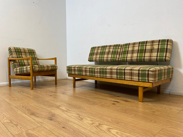 WMK I Berühmtes und sehr gut erhaltenes Mid-Century Designersofa Stella von Knoll mit freundlichem kariertem Bezug I Daybed Sofa Couch Schlafsofa Schlafcouch Liege Sitzgarnitur Vintage 60er Berlin