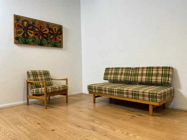 WMK I Berühmtes und sehr gut erhaltenes Mid-Century Designersofa Stella von Knoll mit freundlichem kariertem Bezug I Daybed Sofa Couch Schlafsofa Schlafcouch Liege Sitzgarnitur Vintage 60er Berlin