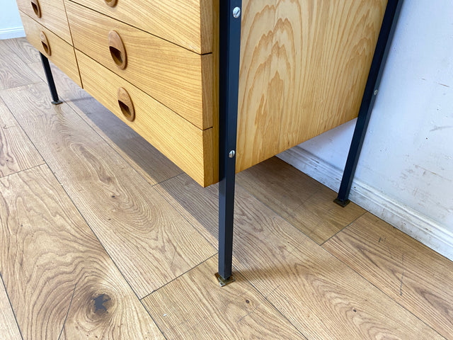 WMK I Kultiges modulares Designer Regalsystem 430 in Sen Esche mit Schubladen von Joachim Nebelung für VEB Hellerau