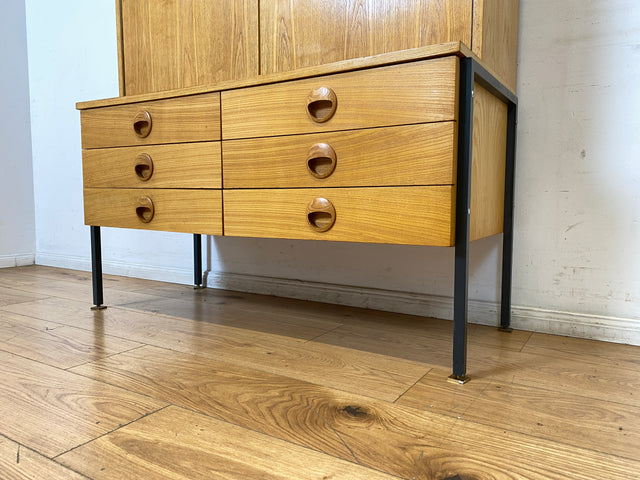 WMK I Kultiges modulares Designer Regalsystem 430 in Sen Esche mit Schubladen von Joachim Nebelung für VEB Hellerau