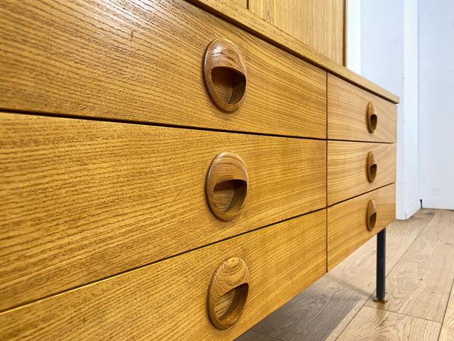 WMK I Kultiges modulares Designer Regalsystem 430 in Sen Esche mit Schubladen von Joachim Nebelung für VEB Hellerau