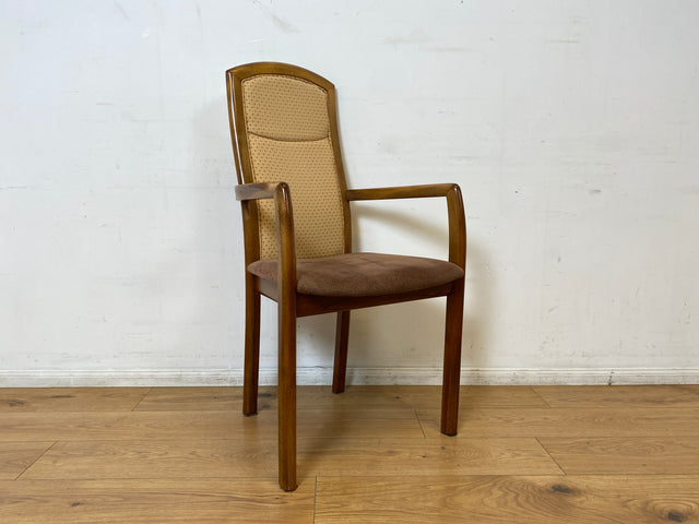 WMK I 1/2 Eleganter und sehr gemütlicher Vintage Armlehnstuhl mit schönem Holzrahmen und Stoffbezug I Hochlehner Stuhl Esszimmerstuhl Küchenstuhl Lesestuhl Holzstuhl Retro I Berlin Magdeburg Landshut