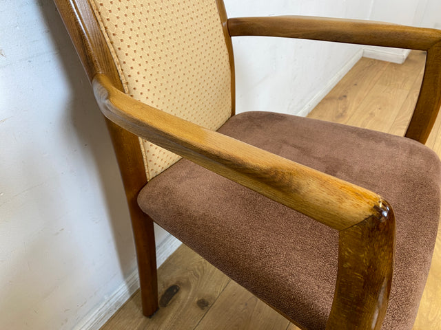 WMK I 1/2 Eleganter und sehr gemütlicher Vintage Armlehnstuhl mit schönem Holzrahmen und Stoffbezug I Hochlehner Stuhl Esszimmerstuhl Küchenstuhl Lesestuhl Holzstuhl Retro I Berlin Magdeburg Landshut