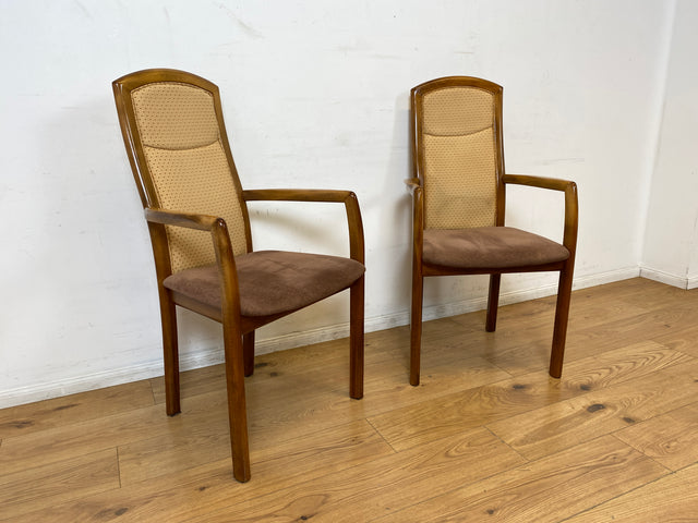 WMK I 1/2 Eleganter und sehr gemütlicher Vintage Armlehnstuhl mit schönem Holzrahmen und Stoffbezug I Hochlehner Stuhl Esszimmerstuhl Küchenstuhl Lesestuhl Holzstuhl Retro I Berlin Magdeburg Landshut