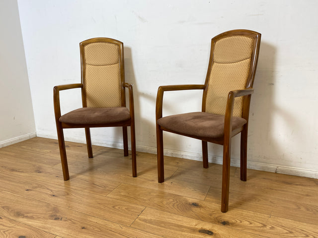 WMK I 1/2 Eleganter und sehr gemütlicher Vintage Armlehnstuhl mit schönem Holzrahmen und Stoffbezug I Hochlehner Stuhl Esszimmerstuhl Küchenstuhl Lesestuhl Holzstuhl Retro I Berlin Magdeburg Landshut