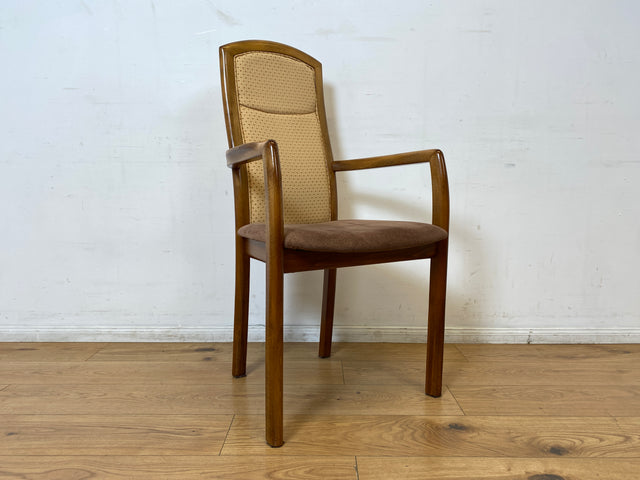 WMK I 1/2 Eleganter und sehr gemütlicher Vintage Armlehnstuhl mit schönem Holzrahmen und Stoffbezug I Hochlehner Stuhl Esszimmerstuhl Küchenstuhl Lesestuhl Holzstuhl Retro I Berlin Magdeburg Landshut