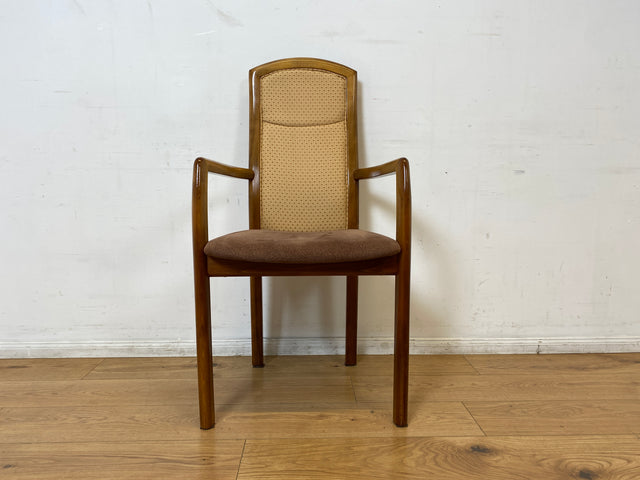 WMK I 1/2 Eleganter und sehr gemütlicher Vintage Armlehnstuhl mit schönem Holzrahmen und Stoffbezug I Hochlehner Stuhl Esszimmerstuhl Küchenstuhl Lesestuhl Holzstuhl Retro I Berlin Magdeburg Landshut