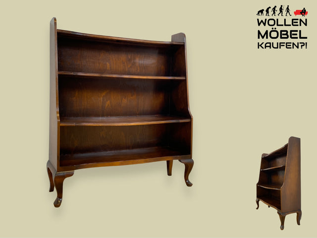 WMK I Elegantes kleines dunkles 60er Jahre Bücherregal im antiken Stil mit Cabriole-Füßen I Regal Holzregal Bücherschrank Blumenregal Chippendale Barock Vintage 50er I Berlin Heidelberg Bayern Bremen