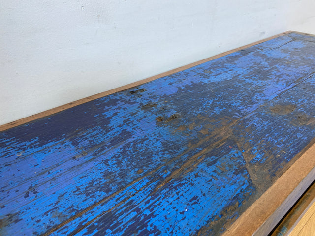 Boatwood by WMK I Einzigartiges handgefertigtes TV Lowboard aus altem Bootsholz in Blau mit Schublade und Fach I Teakholz massiv I Sideboard Kommode Bank Rack Stand Fernsehkommode Berlin Bremen Köln