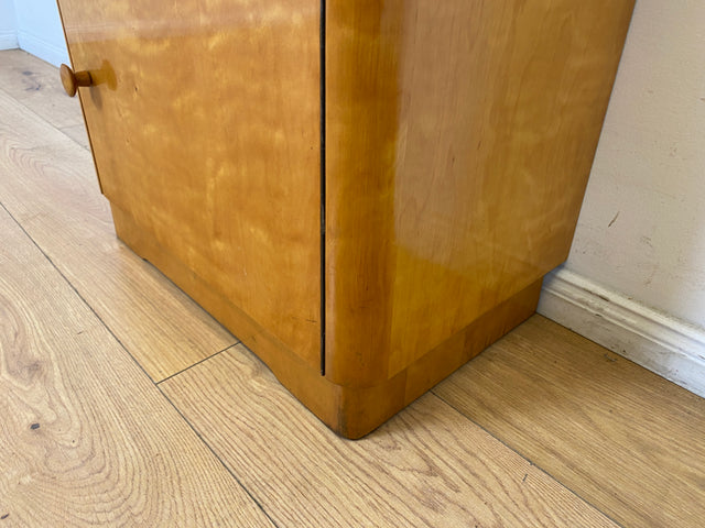 WMK I 1/2 Schöner & gut erhaltener heller 50er Jahre Nachttisch aus vollem Holz I Nachtkommode Nachtschrank Nachtschränkchen Kommode Beistelltisch Mid-Century Vintage Retro I Berlin Leipzig Hannover