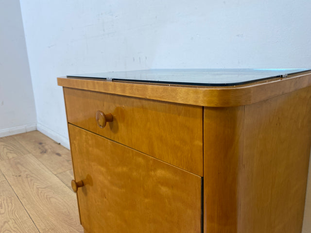 WMK I 1/2 Schöner & gut erhaltener heller 50er Jahre Nachttisch aus vollem Holz I Nachtkommode Nachtschrank Nachtschränkchen Kommode Beistelltisch Mid-Century Vintage Retro I Berlin Leipzig Hannover