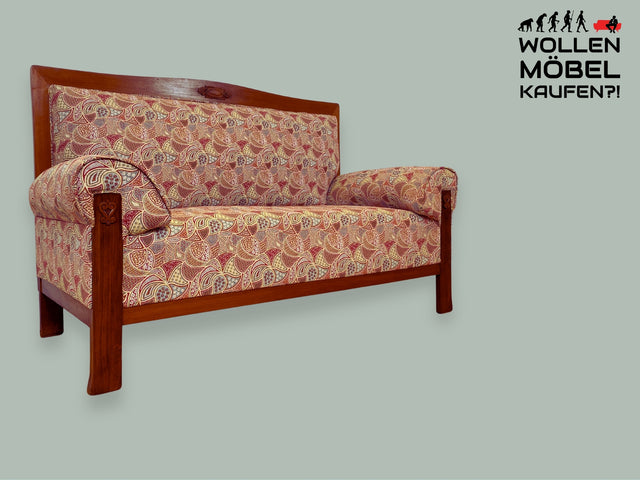 WMK I Wunderschönes historisches Sofa mit hochwertigem Bezug, handverziertem Holzrahmen und Federkern I antike Sitzbank Bank 2-Sitzer 2er Küchensofa Küchenbank Jugendstil Vintage I Berlin Dresden NRW
