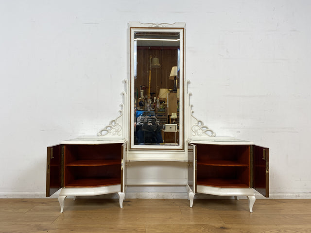 WMK I Wunderschöne weiße 30er Jahre Art Deco Spiegelkommode