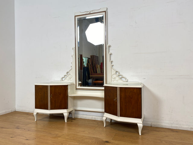 WMK I Wunderschöne weiße 30er Jahre Art Deco Spiegelkommode