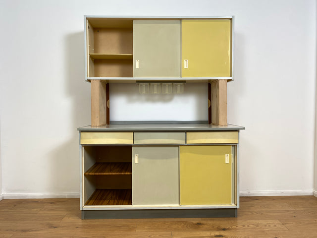 WMK # Freundliche Space Age Küchenanrichte mit Hängeschrank , Schiebetüren und Schütten # Küchenbüfett Küche Küchenschrank Küchenhängeschrank Küchenzeile Kredenz Retro Vintage 60er 70er Mid-Century