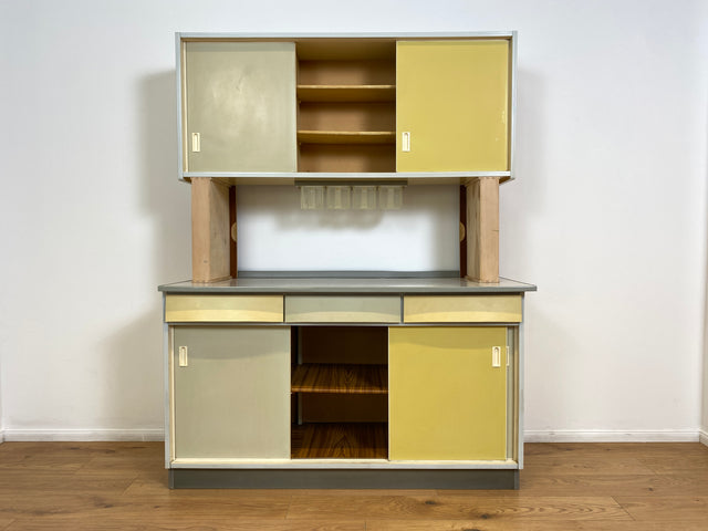 WMK # Freundliche Space Age Küchenanrichte mit Hängeschrank , Schiebetüren und Schütten # Küchenbüfett Küche Küchenschrank Küchenhängeschrank Küchenzeile Kredenz Retro Vintage 60er 70er Mid-Century