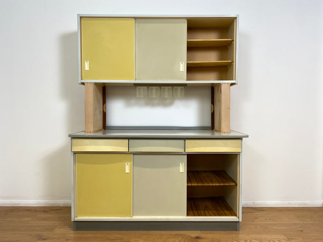 WMK # Freundliche Space Age Küchenanrichte mit Hängeschrank , Schiebetüren und Schütten # Küchenbüfett Küche Küchenschrank Küchenhängeschrank Küchenzeile Kredenz Retro Vintage 60er 70er Mid-Century