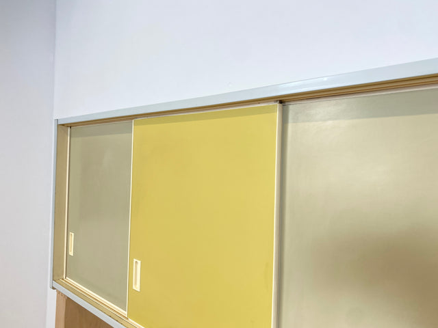 WMK # Freundliche Space Age Küchenanrichte mit Hängeschrank , Schiebetüren und Schütten # Küchenbüfett Küche Küchenschrank Küchenhängeschrank Küchenzeile Kredenz Retro Vintage 60er 70er Mid-Century