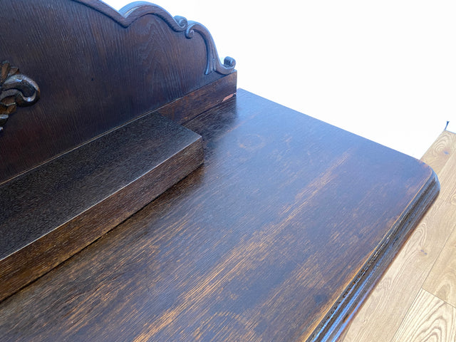 WMK I Wunderschöne kleine antike Anrichte aus vollem Holz mit handverziertem Aufsatz I Schrank Kommode Sideboard Büfett Buffet Kredenz Gründerzeit Jugendstil Vintage Berlin Brandenburg Regensburg