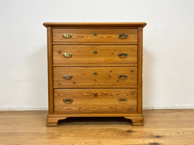 WMK # Imposante antike Kommode aus vollem Holz mit Schubladen und Messinggriffen, um 1880 # Schrank Schubladenkommode Wäschekommode Wickelkommode Biedermeier Weichholzkommode Vintage Dresden München