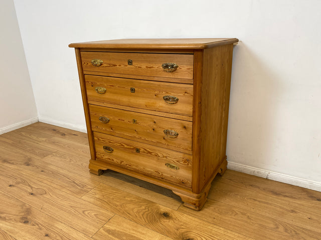 WMK # Imposante antike Kommode aus vollem Holz mit Schubladen und Messinggriffen, um 1880 # Schrank Schubladenkommode Wäschekommode Wickelkommode Biedermeier Weichholzkommode Vintage Dresden München