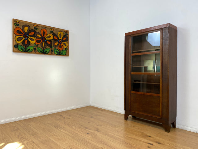 WMK I Schöne und gut erhaltene antike Vitrine aus vollem Holz mit verstell. Regalböden I Büchervitrine Bücherschrank Schrank Bücherregal Regal Geschirrschrank Highboard Art Deco Vintage Berlin Leipzig