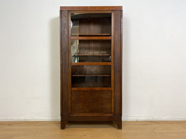 WMK I Schöne und gut erhaltene antike Vitrine aus vollem Holz mit verstell. Regalböden I Büchervitrine Bücherschrank Schrank Bücherregal Regal Geschirrschrank Highboard Art Deco Vintage Berlin Leipzig