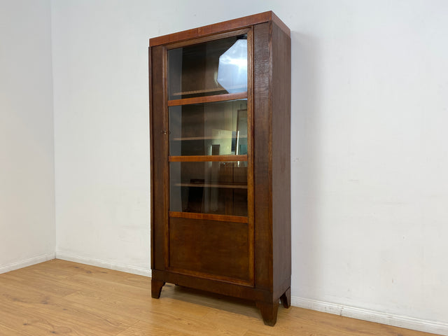 WMK I Schöne und gut erhaltene antike Vitrine aus vollem Holz mit verstell. Regalböden I Büchervitrine Bücherschrank Schrank Bücherregal Regal Geschirrschrank Highboard Art Deco Vintage Berlin Leipzig