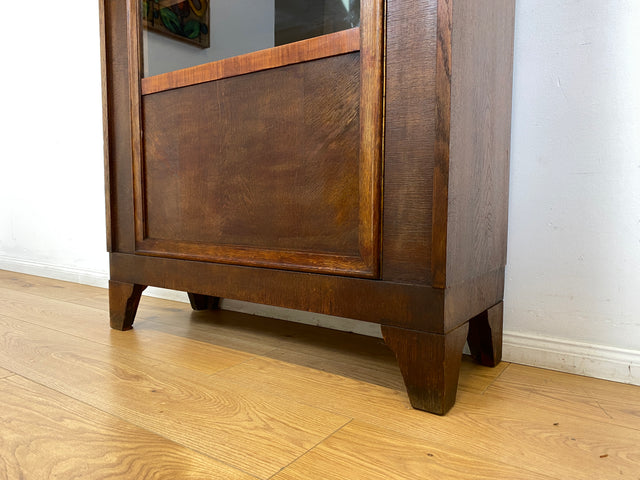 WMK I Schöne und gut erhaltene antike Vitrine aus vollem Holz mit verstell. Regalböden I Büchervitrine Bücherschrank Schrank Bücherregal Regal Geschirrschrank Highboard Art Deco Vintage Berlin Leipzig