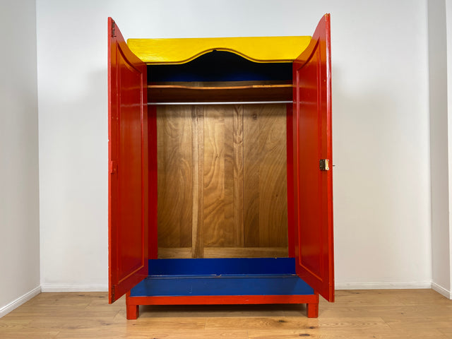 WMK # Schrank oder Kunst? Ein Unikat! Kunstvoll gestalteter antiker Kleiderschrank aus vollem Holz # Schrank Wäscheschrank Bunter Schlafzimmerschrank Bauernschrank Wardrobe Vintage Jugendstil Design