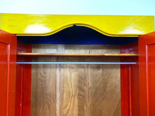 WMK # Schrank oder Kunst? Ein Unikat! Kunstvoll gestalteter antiker Kleiderschrank aus vollem Holz # Schrank Wäscheschrank Bunter Schlafzimmerschrank Bauernschrank Wardrobe Vintage Jugendstil Design