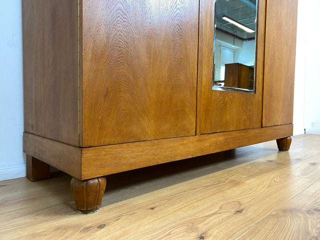 WMK # Wunderschöner und sehr gut erhaltener antiker Kleiderschrank aus vollem Holz mit Spiegeltür und Originalgriffen # Schrank Schlafzimmerschrank Wäscheschrank Wardrobe Spiegel Jugendstil Vintage