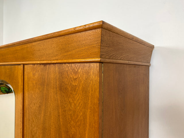 WMK # Wunderschöner und sehr gut erhaltener antiker Kleiderschrank aus vollem Holz mit Spiegeltür und Originalgriffen # Schrank Schlafzimmerschrank Wäscheschrank Wardrobe Spiegel Jugendstil Vintage