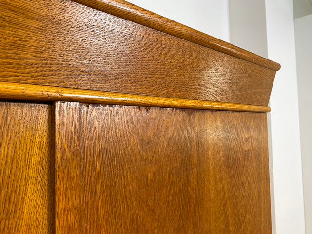 WMK # Wunderschöner und sehr gut erhaltener antiker Kleiderschrank aus vollem Holz mit Spiegeltür und Originalgriffen # Schrank Schlafzimmerschrank Wäscheschrank Wardrobe Spiegel Jugendstil Vintage