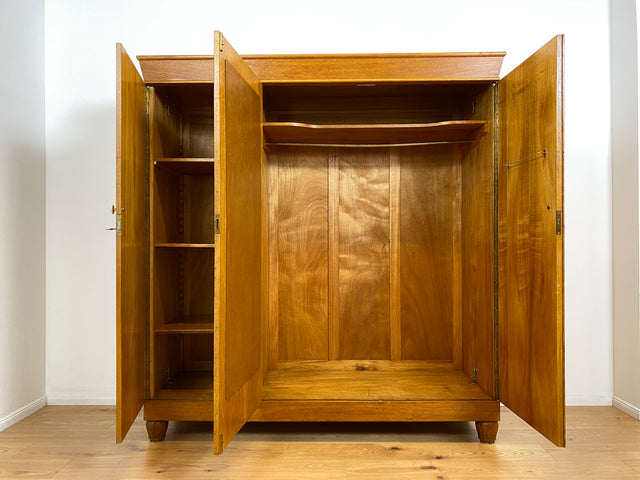WMK # Wunderschöner und sehr gut erhaltener antiker Kleiderschrank aus vollem Holz mit Spiegeltür und Originalgriffen # Schrank Schlafzimmerschrank Wäscheschrank Wardrobe Spiegel Jugendstil Vintage