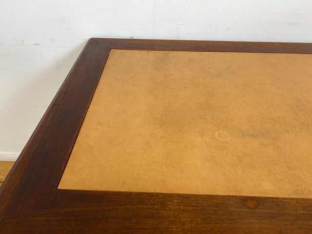 WMK # Sehr schöner freistehender antiker Mahagoni Schreibtisch in englischem Stil mit Lederauflage, Schubladen und Messinggriffen # Arbeitstisch Desk Lady Sekretär Bureau Plat Emipire Regency Vintage