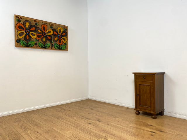 WMK I Großer nordischer antiker Nachttisch , Vollholz, mit Schublade und Messinggriffen I Nachtschrank Nachtschränkchen Nachtkommode Kommode Beistelltisch Jugendstil Vintage Berlin Bayern Chemnitz