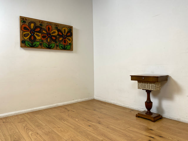 WMK I Wunderschöner antiker Nähtisch mit Klappe und edlem gedrechseltem Säulen Fuß I Beistelltisch Nähkommode Nähschränkchen Tisch Schmuckkasten Schminktisch Schminkkommode Biedermeier Vintage Berlin