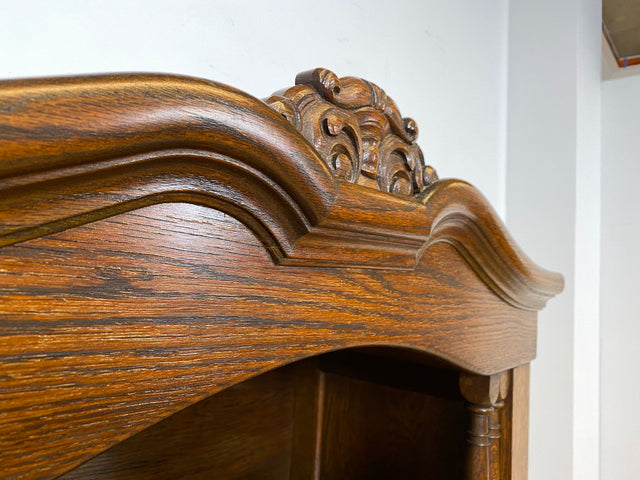 WMK I Wunderschöner antiker Schrank aus massiver Eiche mit Beschlägen aus Messing und handverziert I Schrank Kleider Wäsche Bücher Highboard Geschirrschrank Jugendstil Vintage Berlin Bayern Düsseldorf